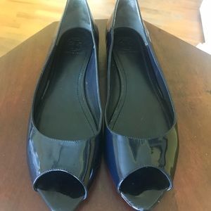 Tory Burch Navy Peep Toe Flats- Size 9M